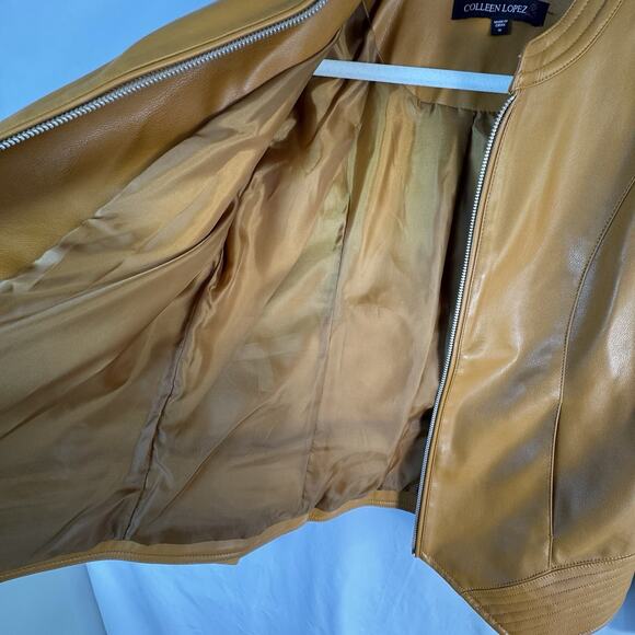 Colleen Lopez Women's Faux Leather Jacket Cinnamon, Size M - Picture 5 of 11